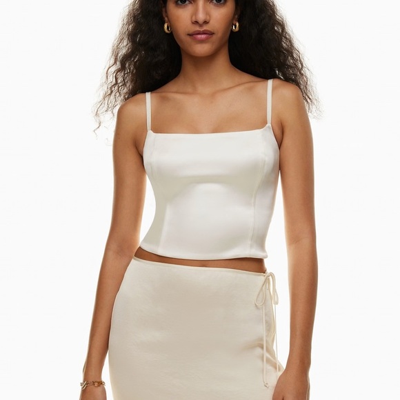 💙Buy 1 get 1 free💙 Wilfred Lovefest Satin Bustier Top White XS - Picture 1 of 7